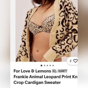 For Love & Lemons Frankie Women's Fuzzy Animal Crop Sweater Cardigan Medium Ovsz